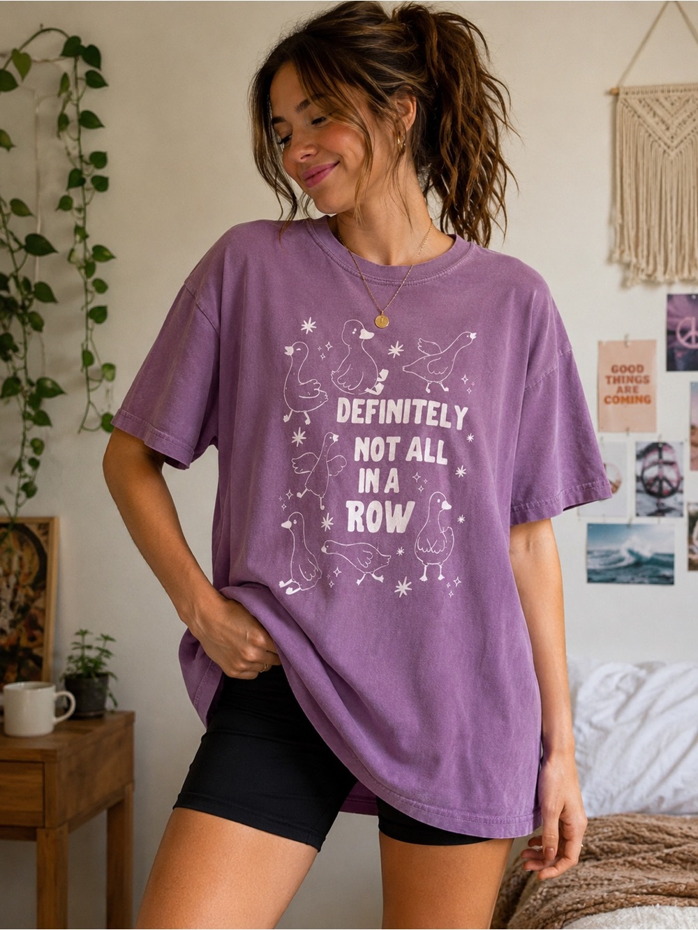 “Comfort Colors Duck Graphic Tee ‘Definitely Not All In A Row”